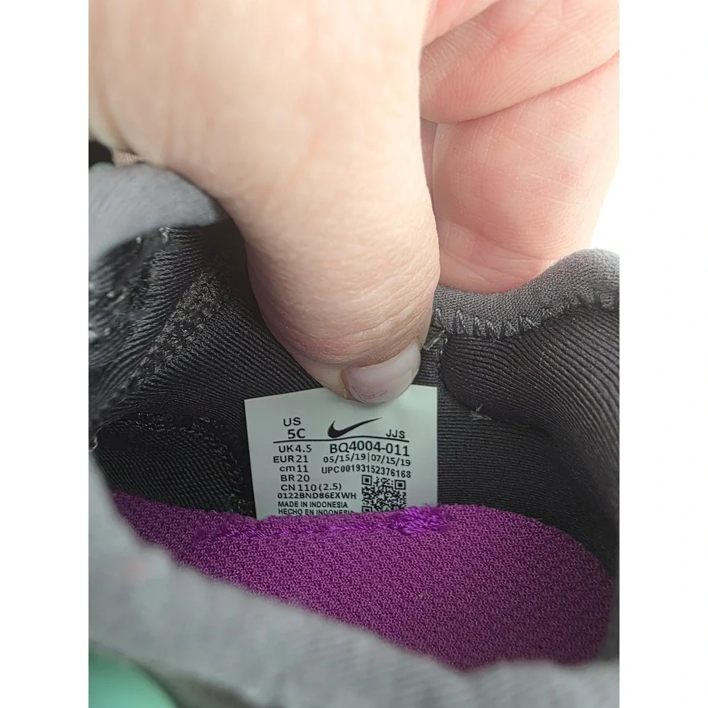 Nike Toddler Sneaker Grey Teal Purple Swoosh Slip On Size 5C